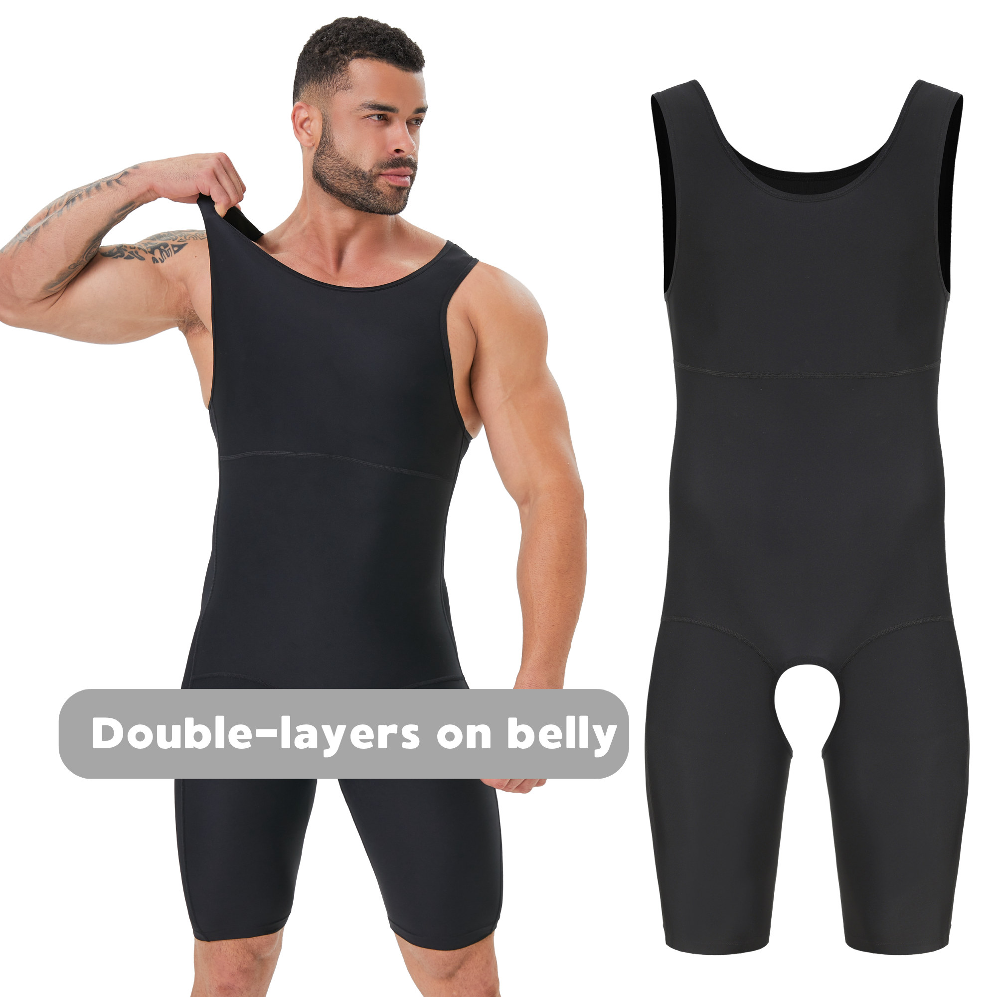 Men's Double Layer Tummy Contr - Shapewear Bodysuit Firm avis et prix