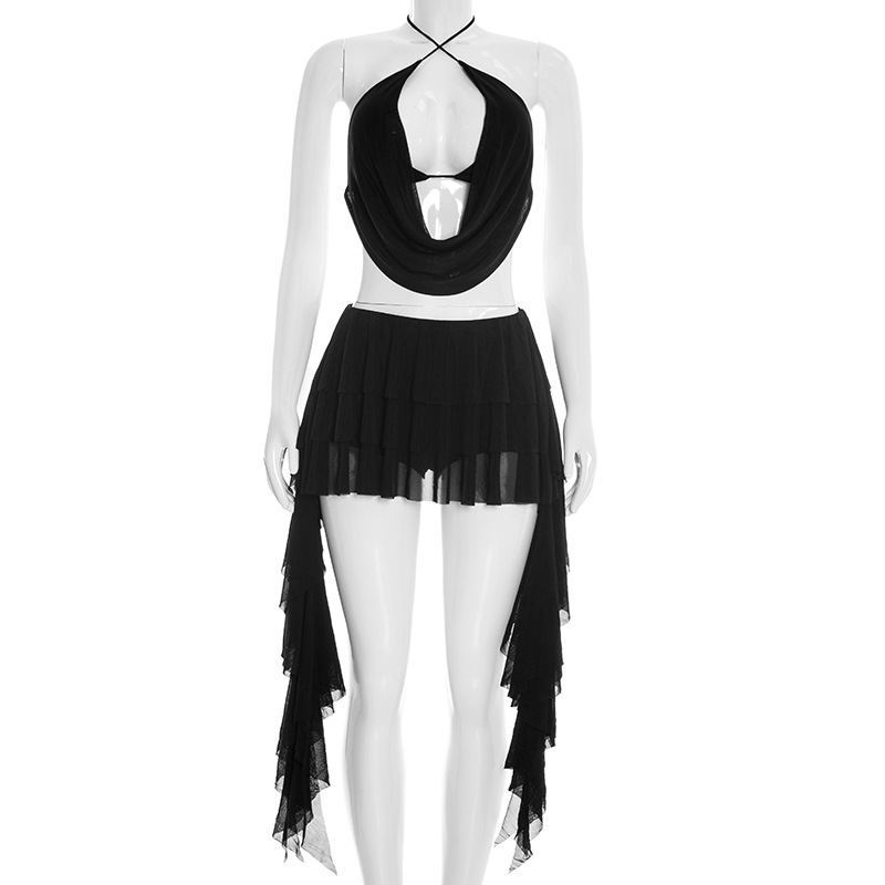 Women Sexy Solid Mesh 2 Piece  - Cami Top Lace avis et prix