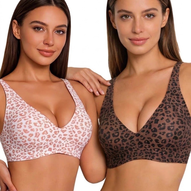 Leopard Print Wireless Jelly S - Seamless Underwear Women avis et prix