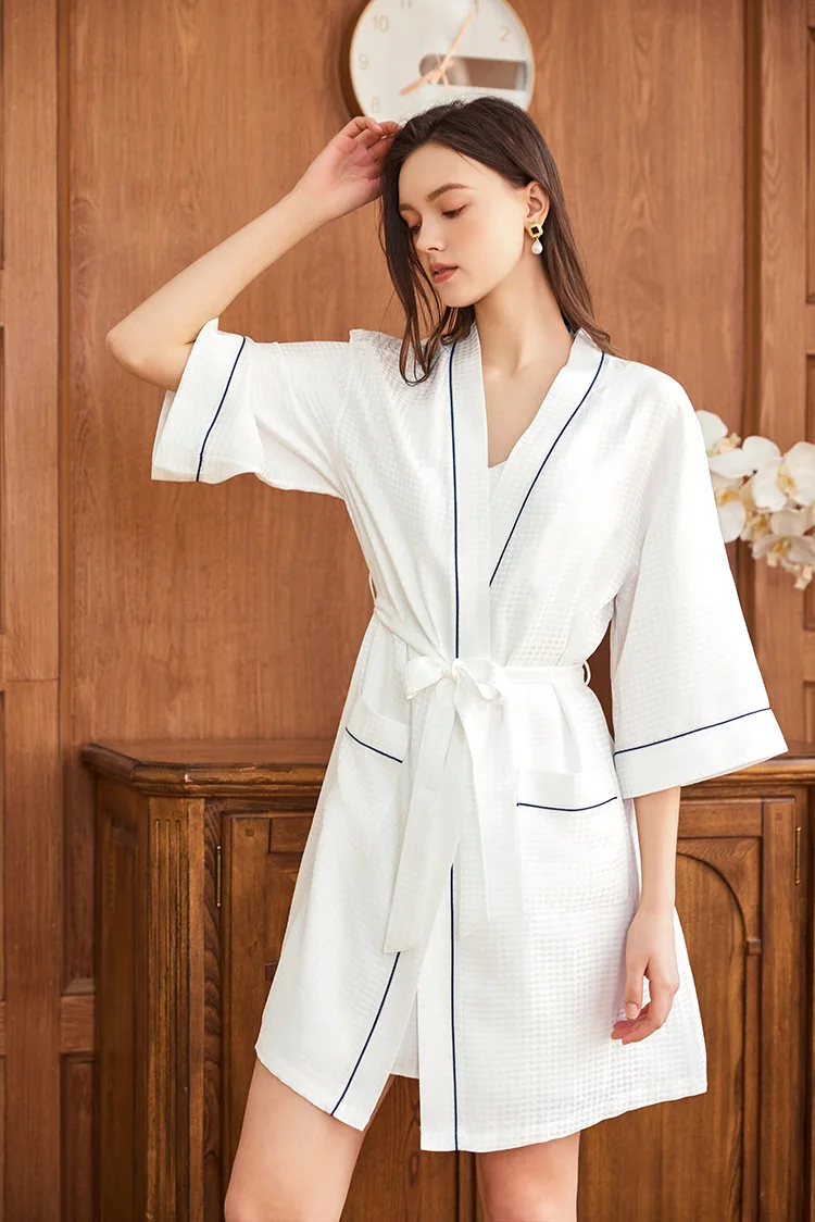 Waffle Jacquard 100% Mulberry  - Robe Silk Women avis et prix