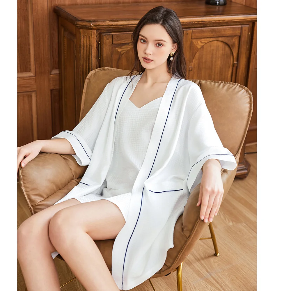 Waffle Jacquard 100% Mulberry  - Robe Silk Women avis et prix