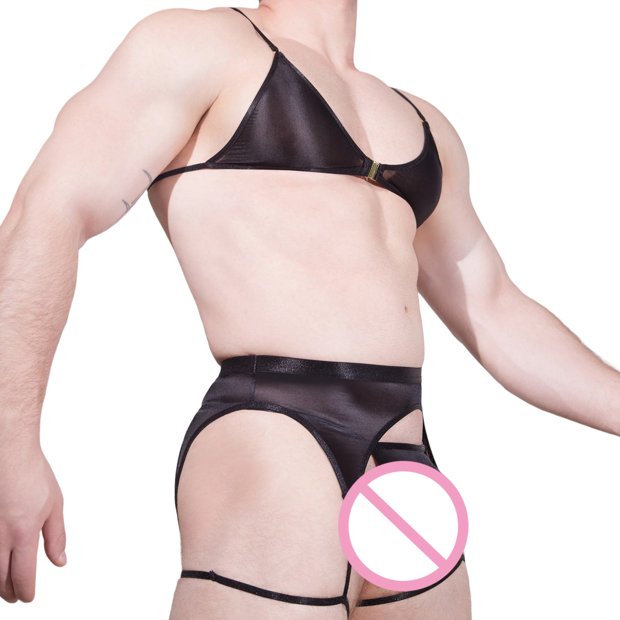 Men Novelty See-through Lace L - Garter Belt Set avis et prix