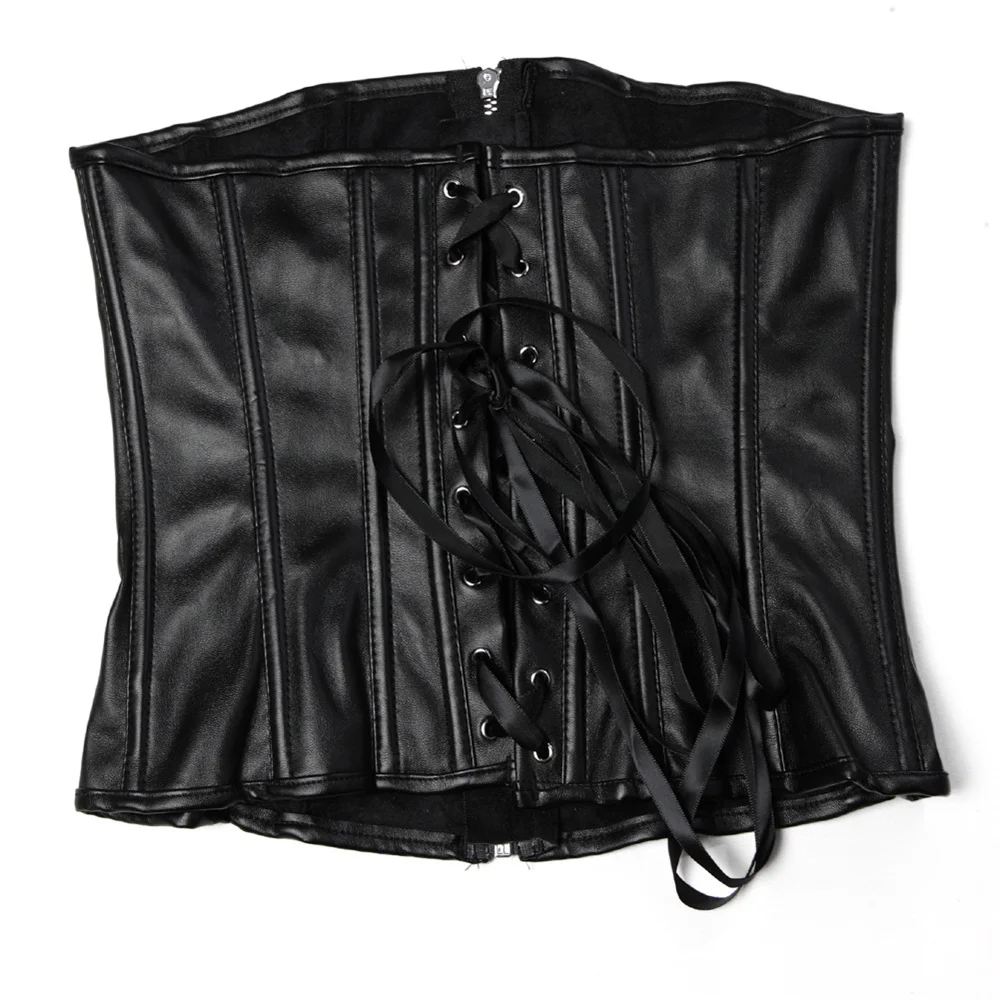Black Short Zipper PU Faux Lea - Corset Waist Cinch avis et prix