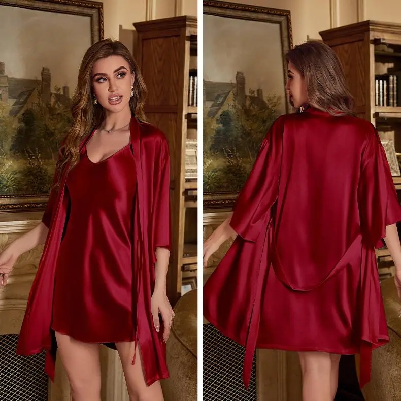 2PC Robe Suit Women Rayon Bath - Robe Silk Women avis et prix