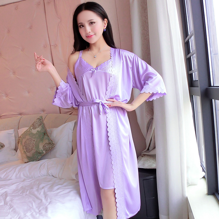 2pcs/Set Women Nightwear Ice S - Robe Silk Women avis et prix