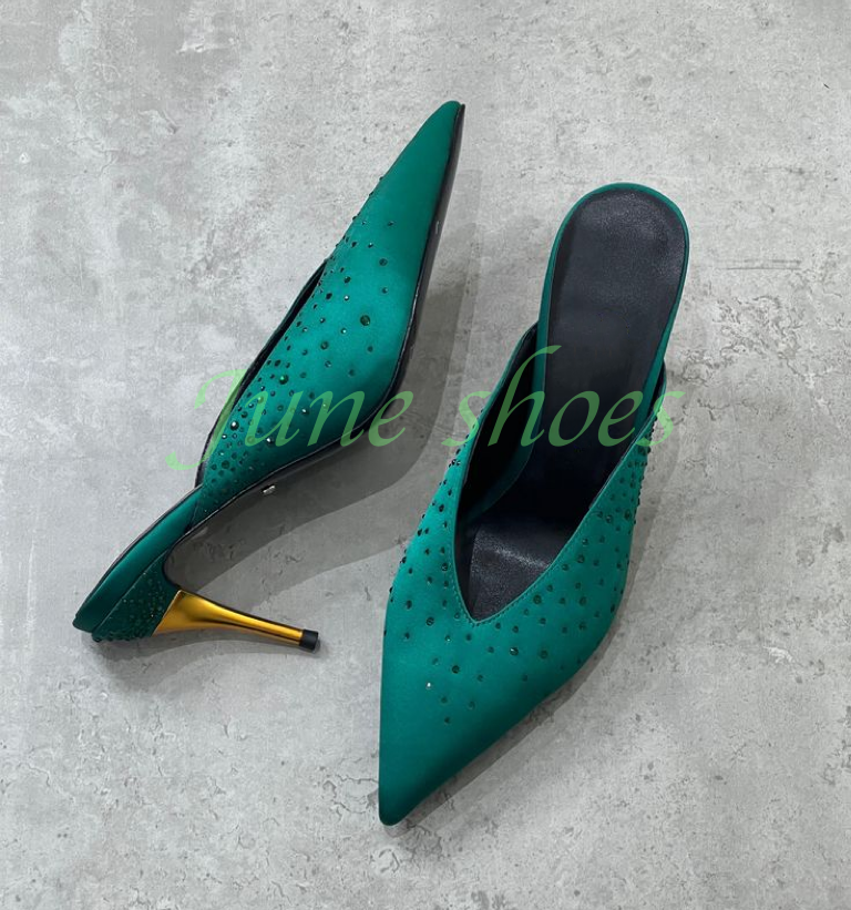 Lady Satin Dark Green Sequins  - Slip Dress Satin avis et prix