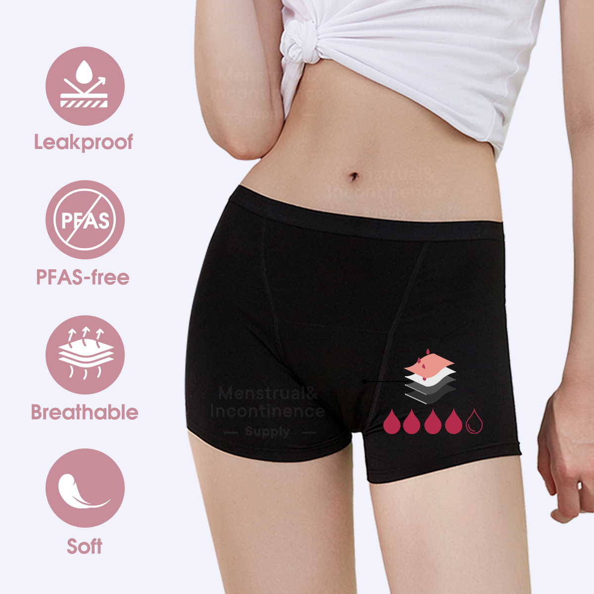 Bamboo Fiber Period Underwear  - Boyshort Underwear avis et prix